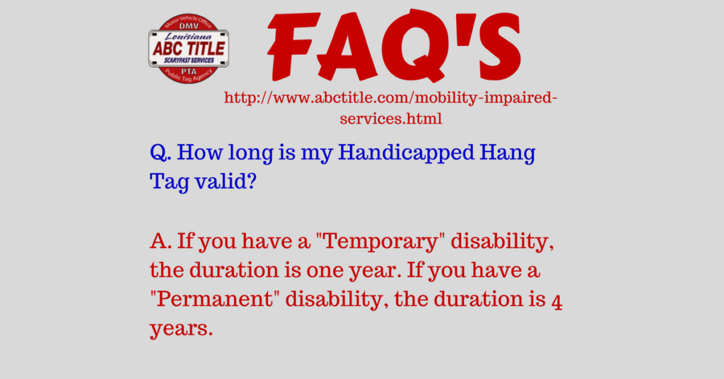 Handicap Hang Tag FAQ
