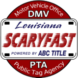 ABC Title The logo for the louisiana motor vehicle office.
