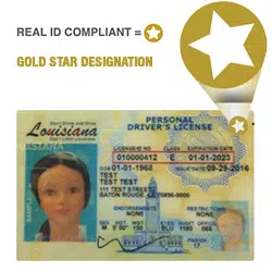 ABC Title Louisiana id card with gold star designation.