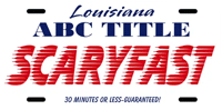 ABC Title Louisiana abc title scaryfest license plate.